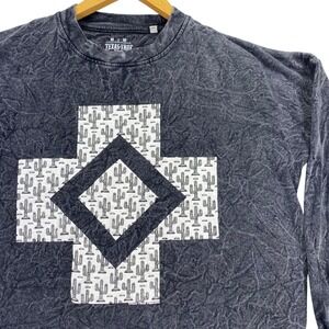 Texas True Threads Cactus Top Womens M Gray Mineral Wash Southwestern Sweatshirt
